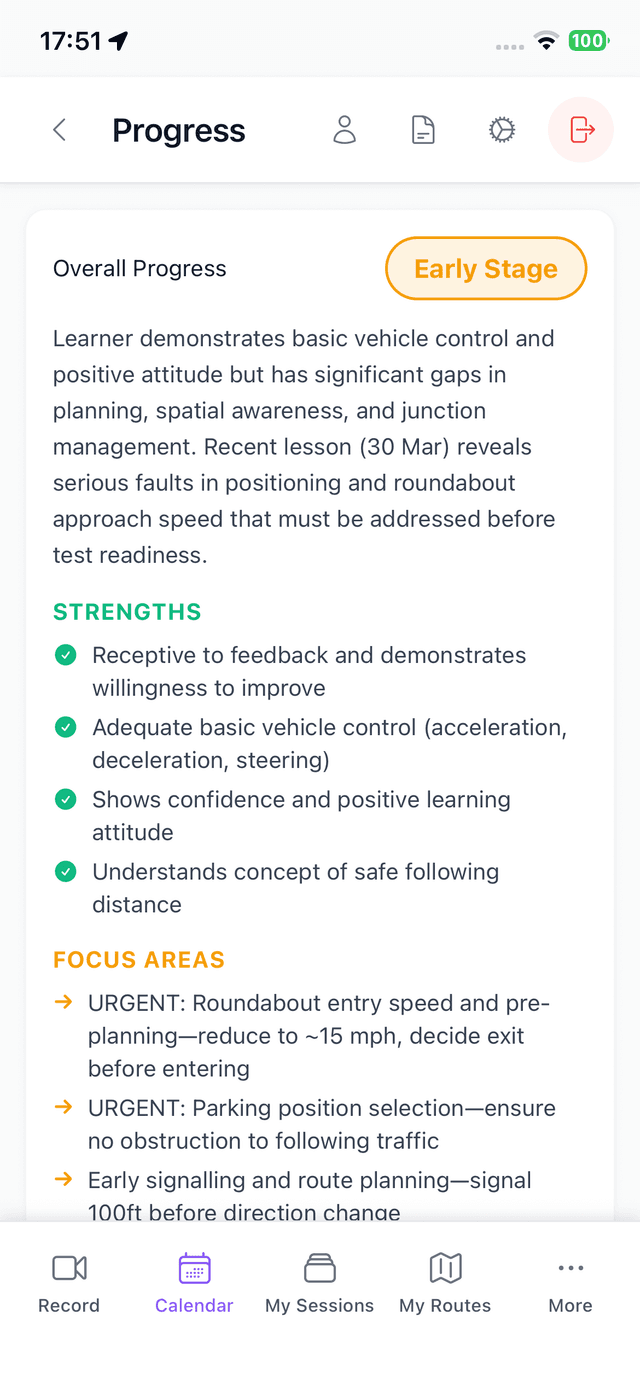AI Progress Report — Drive Round App