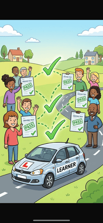Drive Round App — learners celebrating passing their driving test